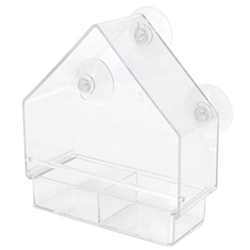 Segrehy Transparente Innenräume im Freien im Freien Hänge Vogel Feeder PS Material Vogel Fütterungsinstrument für Garten Balkon Innenhof Fensterdekoration 16,5 x 15 x 6,3 cm von Segrehy