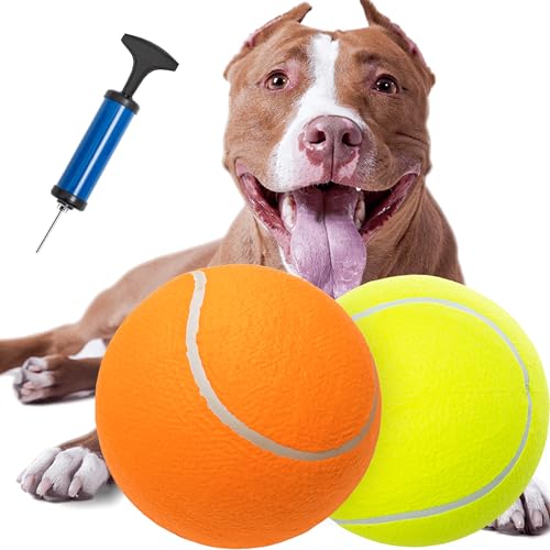 Segzwlor Hundespielzeugball – 24,1 cm große Tennisbälle für kleine, mittelgroße und große Hunde – aufblasbarer Gummi-Hundespielzeugball mit Pumpe und Nadel – lustige interaktive Hundebälle für den von Segzwlor
