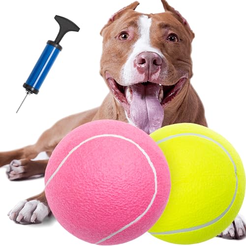 Segzwlor Hundespielzeugball – 24,1 cm großer Tennisball für kleine, mittelgroße und große Hunde – aufblasbares Gummi-Spielzeug mit Pumpe und Nadel – lustige, interaktive Hundebälle im Freien von Segzwlor