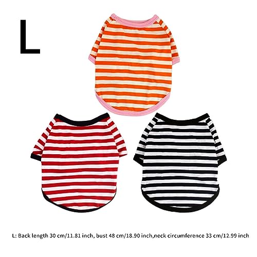 Sehoangd Gestreiftes T-Shirt für Hunde, atmungsaktiv, Sommer-Baumwoll-T-Shirt, Haustier-Welpen-Sweatshirt-Kleidung, 3 Stück, L Sehoangd Gestreiftes T-Shirt für Hunde, atmungsaktiv, Sommer-Baumwoll-T-Shirt, Haustier-Welpen-Sweatshirt-Kleidung, 3 Stück, L von Sehoangd