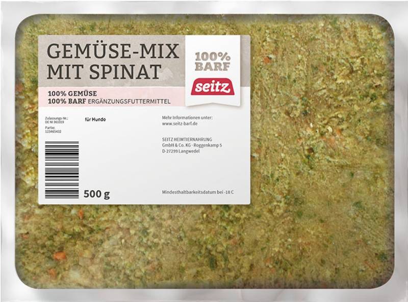 Seitz Gemüse-Mix Spinat Spezialfutter / Frostfutter für Hunde von Seitz