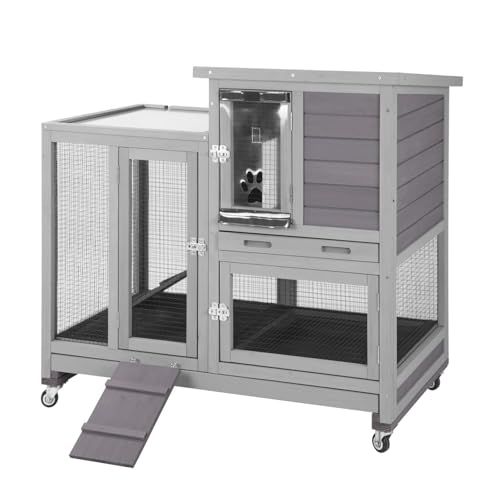 Seiyierr Kaninchenkäfig Indoor Bunny Hutch Große Meerschweinchenkäfige im Freien mit abnehmbarem unteren Drahtgeflecht Einfache Reinigung 40" L×26" W×37" H von Seiyierr
