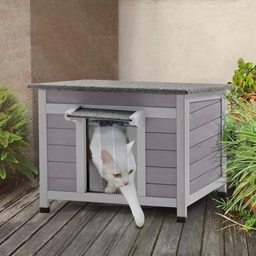 Seiyierr Katzenhäuser für Outdoor-Katzen hölzernes Katzenhaus Outdoor wetterfest verwilderte Katze Haus im Freien mit Öffnung Oben perfekt für verwilderte und Haustiere von Seiyierr