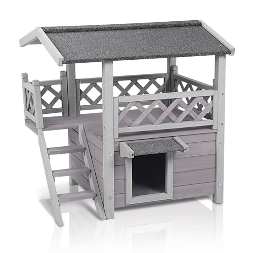 Seiyierr Outdoor&Innenbereich Katzenhaus wetterfest draußen Im Freien verwilderte Katze Haus Zwei Stockwerke mit Wasserdichten Balkon Treppe Seiyierr Outdoor&Innenbereich Katzenhaus wetterfest draußen Im Freien verwilderte Katze Haus Zwei Stockwerke mit Wasserdichten Balkon Treppe von Seiyierr
