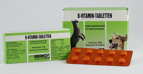 Selectavet B-VITAMIN-TABLETTEN | 100 Tabletten | Ergänzungsfuttermittel für Hunde und Katzen | B-Vitamine für Mangelsituationen wie Hungerzustände und Verdauungsstörungen von Selectavet