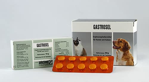 Selectavet Gastrosel | 100 Tabletten | Ergänzungsfuttermittel für Hunde und Katzen | Zur Unterstützung der physiologischen Verdauung | Mit Magnesiumoxid und Kaolinit von Selectavet