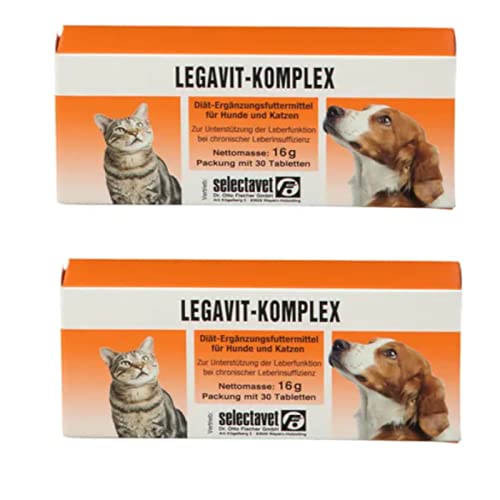 Selectavet LEGAVIT-KOMPLEX | Doppelpack | 2 x 30 Tabletten | Diät-Ergänzungsfuttermittel für Hunde & Katzen | Zur Unterstützung der Leberfunktion bei chronischer Leberinsuffizienz von Selectavet