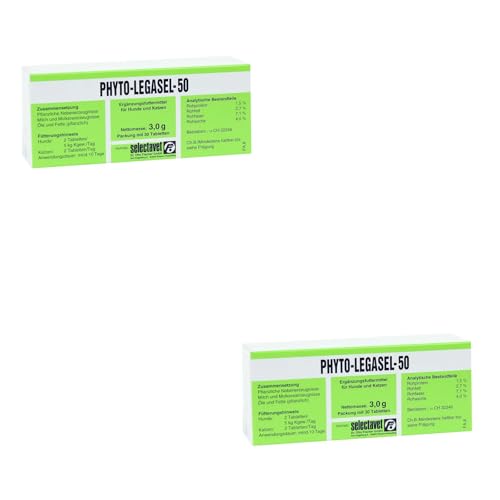 Selectavet Phyto-Legasel-50 | Doppelpack | 2 x 30 Tabletten | Ergänzungsfuttermittel für Hunde & Katzen | Zur Unterstützung der normalen, physiologischen Leberfunktion Selectavet Phyto-Legasel-50 | Doppelpack | 2 x 30 Tabletten | Ergänzungsfuttermittel für Hunde & Katzen | Zur Unterstützung der normalen, physiologischen Leberfunktion von Selectavet