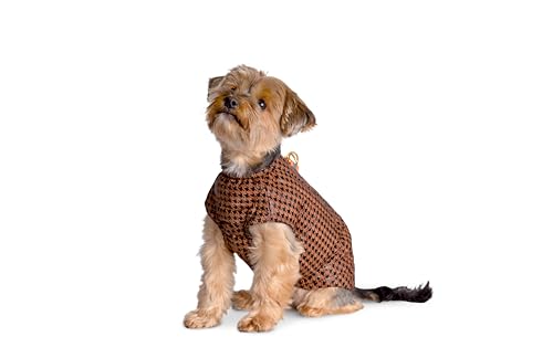 Selente Paw Parade wasserfester Hundemantel/Regenjacke/Wintermantel für kleine und mittlere Hunde mit Fleecefutter (Made in EU), Braun/Schwarz Hahnentritt, Gr. 5 von Selente