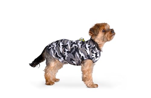 Selente Paw Parade wasserfester Hundemantel/Regenjacke/Wintermantel für kleine und mittlere Hunde mit Fleecefutter (Made in EU), Schwarz/Weiß Camouflage, Gr. 0 von Selente