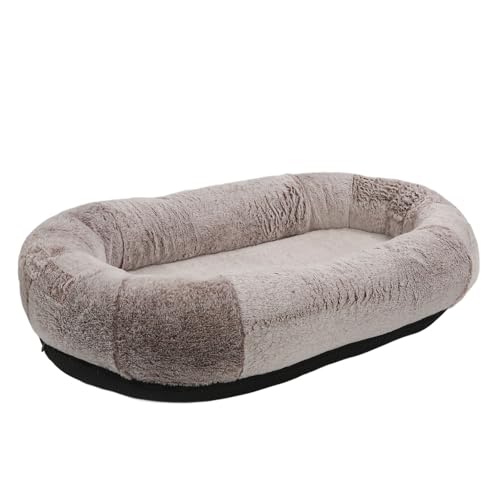 Semme Riesiges Menschliches Hundebett mit Vergrößerter Größe, Ergonomischer Komfort, Abnehmbares Hundebett Zum Schlafen und Entspannen, Gemütliche Couch, Farbverlauf Khaki (175 * 90 * 30CM) von Semme