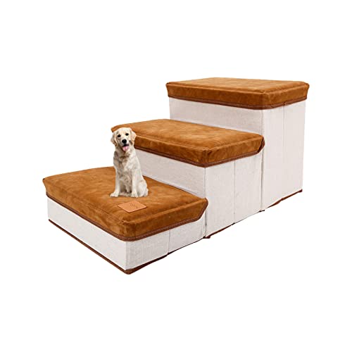 Sempoda Klappbare Haustiertreppe für hohe Betten, Sofa, 3 Stufen, faltbare Hundetreppe mit Stauraum, tragbare Haustiertreppe für kleine mittelgroße Hunde, rutschfestes Hundebett, Haustieraufbewahrung, Sempoda Klappbare Haustiertreppe für hohe Betten, Sofa, 3 Stufen, faltbare Hundetreppe mit Stauraum, tragbare Haustiertreppe für kleine mittelgroße Hunde, rutschfestes Hundebett, Haustieraufbewahrung, von Sempoda