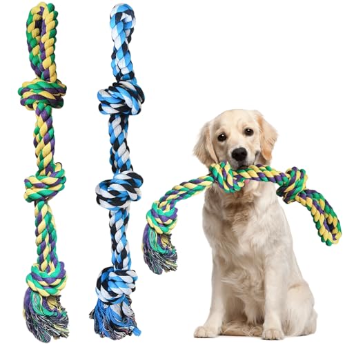 Senchinner Unzerstörbares Hundespielzeug Seil – Zerrspielzeug für Große Mittlere Hunde, Set mit 2 Stück, Kauspielzeug zum Zahnen Tauziehen, Robust und Langlebig Senchinner Unzerstörbares Hundespielzeug Seil – Zerrspielzeug für Große Mittlere Hunde, Set mit 2 Stück, Kauspielzeug zum Zahnen Tauziehen, Robust und Langlebig von Senchinner