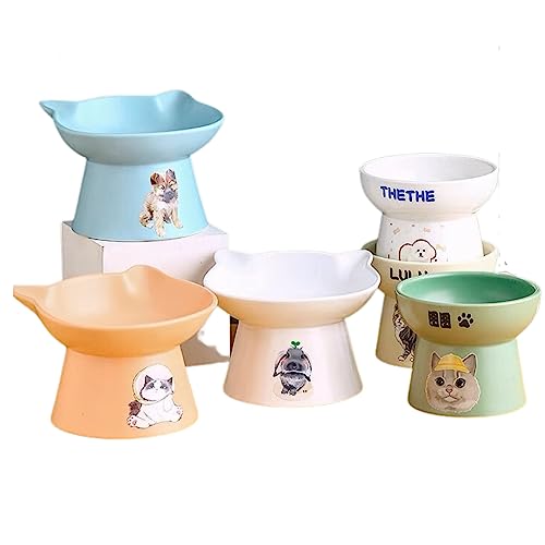 Maßgeschüsselte Keramik-Haustierschale - Erhöhte Nackenschutz-Katzen- und Hundefutterschale, rutschfeste Hundeschüssel, Breite Katzenwasserschale von SendOutLove