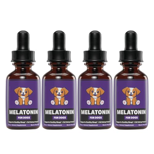 Hund Beruhigungstropfen, Flüssiges Nahrungsergänzungsmittel Für Die Gesundheit des Schlafes Von Haustieren, Für Hunde Bei Stress, Trennung, Training & Reisen, 60 ml (4er-Pack) von Senermter