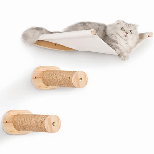 Katzen-Wandregale, Wandstange, Klettern, zweistufiges Katzenspielzeug, Katzenbetten für den Innenbereich, Kratzbaum-Hängematte Katzen-Wandregale, Wandstange, Klettern, zweistufiges Katzenspielzeug, Katzenbetten für den Innenbereich, Kratzbaum-Hängematte von Senglinnana