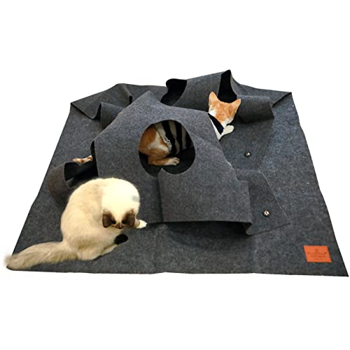 Senkmlemt Katzenteppich, Interaktives Beschäftigung Katzen Spielmatte, Katzenbeschäftigung Spielteppich für intelligenzspielzeug mit Deiner Katze 100x100CM 1PCS (Grau) von Senkmlemt