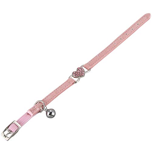 Senmubery Herzanh？Nger und Glockenkatzenkragen Sicherheitsgummi Verstellbar mit Weichem Samtmaterial Kragen Haustierprodukt Klein S Rosa von Senmubery