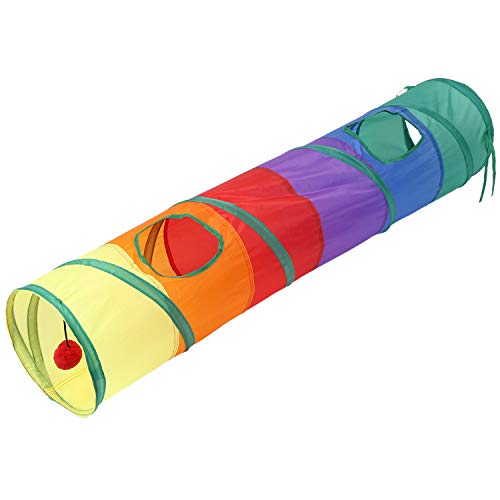 Senmubery Tunnel Pet Tube Faltbares Spielzeug Indoor Outdoor Kitty Welpen Spielzeug für Puzzle Training Verstecken Training mit lustigen Ball und Hole von Senmubery