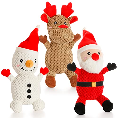 Senneny Hundespielzeug, Weihnachtsmann, Rentier und Schneemann, gefülltes Quietschspielzeug für Hunde, Welpen, Plüsch-Hundespielzeug für große, mittelgroße und kleine Hunde, interaktives, langlebiges Senneny Hundespielzeug, Weihnachtsmann, Rentier und Schneemann, gefülltes Quietschspielzeug für Hunde, Welpen, Plüsch-Hundespielzeug für große, mittelgroße und kleine Hunde, interaktives, langlebiges von Senneny