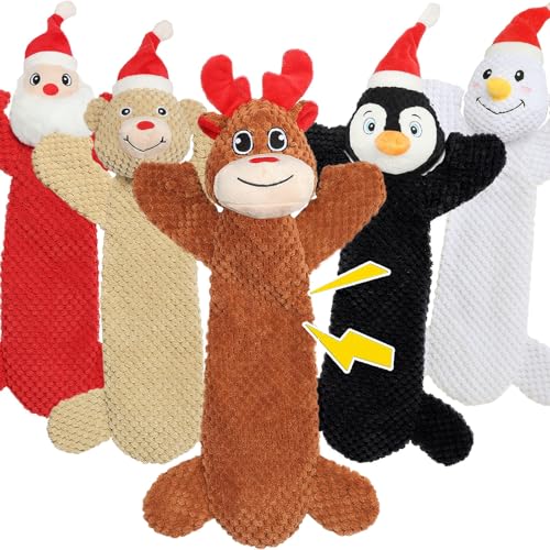 Senneny Hundespielzeug ohne Füllung, mit Quietschelementen – Rentier, Weihnachtsmann, Schneemann, Bär und Pinguin, knisterndes Plüsch-Hundespielzeug für große, mittelgroße und kleine Hunde, langlebig, Senneny Hundespielzeug ohne Füllung, mit Quietschelementen – Rentier, Weihnachtsmann, Schneemann, Bär und Pinguin, knisterndes Plüsch-Hundespielzeug für große, mittelgroße und kleine Hunde, langlebig, von Senneny
