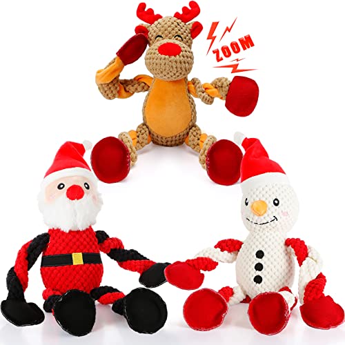 Senneny Quietschspielzeug für Haustiere, Rentier, Schneemann und Weihnachtsmann, 3 Stück von Senneny