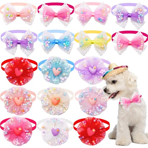 Niedliche Spitzen-Fliegen für Hunde, Halsband für kleine und mittelgroße Hunde, bunte Fliegen mit verstellbaren Bändern, Welpenschleifen, Pflegezubehör für den Urlaub, Haustierzubehör, 20 Stück Niedliche Spitzen-Fliegen für Hunde, Halsband für kleine und mittelgroße Hunde, bunte Fliegen mit verstellbaren Bändern, Welpenschleifen, Pflegezubehör für den Urlaub, Haustierzubehör, 20 Stück von Senniea