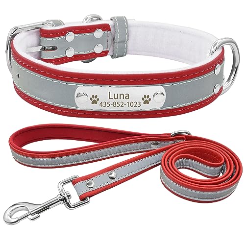 Senristar Personalisierte Reflektierende Hundehalsband und Leine Set,Benutzerdefinierte Eingraviert Warmes Futter Hundehalsband mit Namensschild für Kleine,Mittlere,Große Hunde & Katzen Senristar Personalisierte Reflektierende Hundehalsband und Leine Set,Benutzerdefinierte Eingraviert Warmes Futter Hundehalsband mit Namensschild für Kleine,Mittlere,Große Hunde & Katzen von Senristar