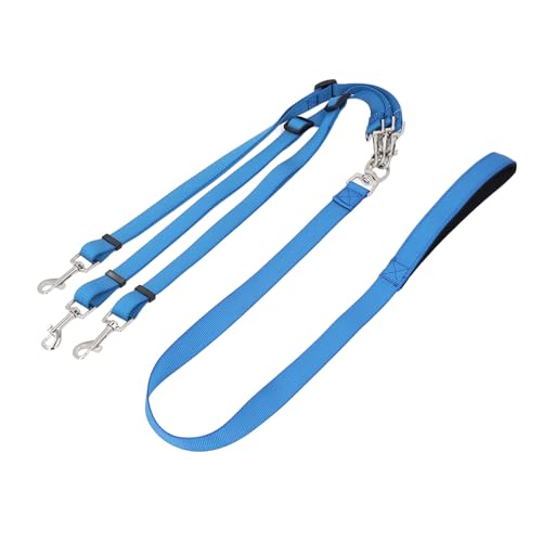3 -Wege Hunde -Leinen Mehrzweckverdickter Nylon abnehmbar einstellbare Nylonhundkuppler -Leine mit gepolstertem Griff für Gehenstraining (Blau) von Senrusa