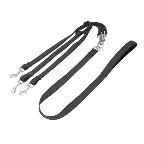 3 -Wege Hunde -Leinen Mehrzweckverdickter Nylon abnehmbar einstellbare Nylonhundkuppler -Leine mit gepolstertem Griff für Gehenstraining (Schwarz) von Senrusa