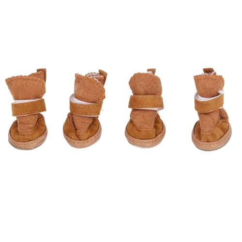 4pcs Pet Boots Warm Soft Prevent Slip Lightweight Adjustable Cat Dog Snow Booties for Chihuahua Bichon Schnauzer (2) von Senrusa