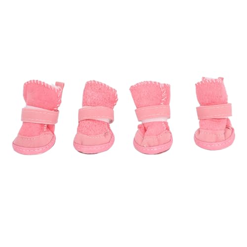 4pcs Pet Boots Warm Soft Prevent Slip Lightweight Adjustable Cat Dog Snow Booties for Chihuahua Bichon Schnauzer (5) von Senrusa
