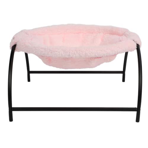 Cat Hammock Bed Stable Structure Soft Comfortable Breathable Elevated Kitten Sleeping Hammock for Home Indoor (Plush Style Pink) von Senrusa