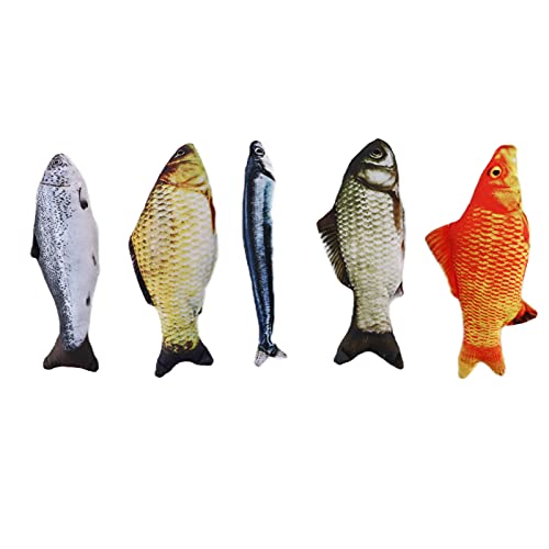 Cat Toy Fish Set Plush Simulation Fish with Catnip for Biting Chewing and Kicking von Senrusa