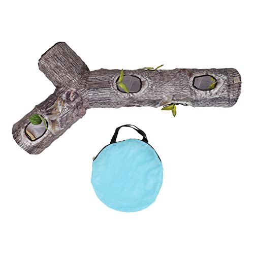 Cat Tunnel Collapsible Washable Lifelike Wood Grain Interactive Kitten Tube Toy for Puppy Rabbits von Senrusa