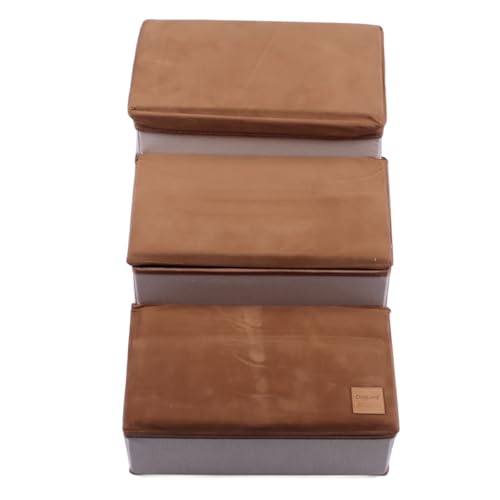 Dog Stairs for Small Dogs Foldable 3 Tiers Dog Steps Anti Slip Large Capacity with Storing Space for High Bed Couch von Senrusa