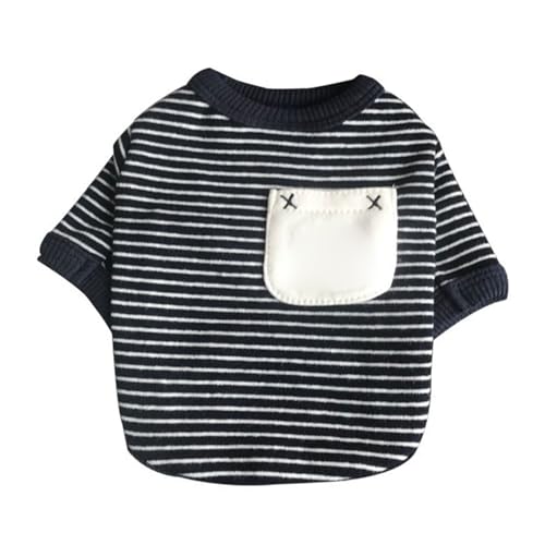 Dog Striped Shirt Soft Cotton Comfortable Breathable Cute Stylish Puppy Shirt Clothes for Spring Summer Autumn (S) von Senrusa