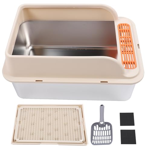 Extra Large Cat Müllbox großer Kapazität Edelstahl Spritzer Splash -Proof Offenes Oberteil einfach zu reinigen für mehrere Katzen (XL) von Senrusa