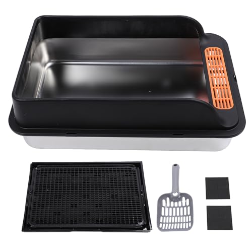 Extra Large Cat Müllbox großer Kapazität Edelstahl Spritzer Splash -Proof Offenes Oberteil einfach zu reinigen für mehrere Katzen (XL) von Senrusa