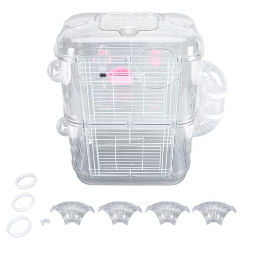 Hamster Cage Double Layer Iron Wire Fun Interactive Small Animal Castle House with Water Bottle and Running Wheels von Senrusa