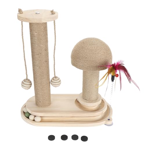 Katzenkratzer nach 2 Schicht Ballstrecke Interaktive hohe Kätzchenkratzer mit neckenden Zauberstab für Innenkatzen (Oval Mushroom Turntable) von Senrusa