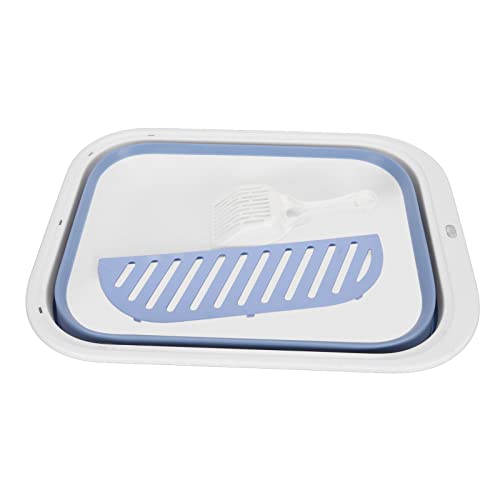 Katzentoilette, halbgeschlossen, leicht zu reinigen, spritzwassergeschützt, Faltbare Kätzchentoilette für Hauskatzen, Kätzchen, kleine Haustiere (Blue) von Senrusa
