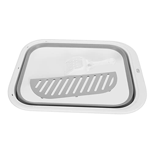 Katzentoilette, halbgeschlossen, leicht zu reinigen, spritzwassergeschützt, Faltbare Kätzchentoilette für Hauskatzen, Kätzchen, kleine Haustiere (Grey) von Senrusa