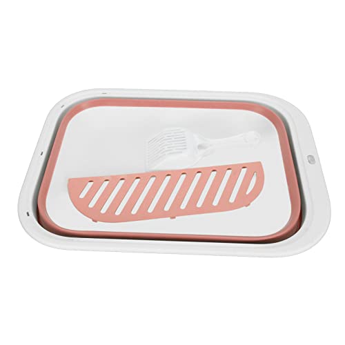 Katzentoilette, halbgeschlossen, leicht zu reinigen, spritzwassergeschützt, Faltbare Kätzchentoilette für Hauskatzen, Kätzchen, kleine Haustiere (Pink) von Senrusa