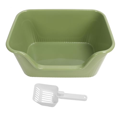 Large Cat Litter Box High Sides Anti Splashing Easy to Clean Simple Look Open Cat Litter Box for Large Cats (Green) von Senrusa