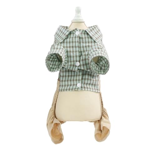 Plaid Hundekleidung atmungsaktiv weicher Welpe Jumpsuit Stilvoller lässiges Casom -Hemd -Hemd -Kleidung Overss Hose Overall Outfits für tägliches Gehen (L) von Senrusa