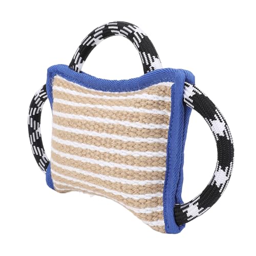 Senrusa Beißende Pad mit 3 starken Griffen Jute Tear Interactive Play Hund Bite Tug Toy für Erwachsene Hund (Blue) von Senrusa