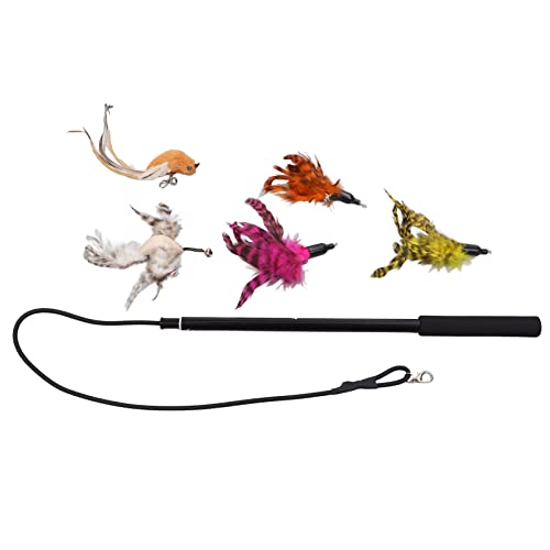 Senrusa Cat Feather Toys Interactive Retractable Cat Teaser Wand with Bells for Cats Kittens Senrusa Cat Feather Toys Interactive Retractable Cat Teaser Wand with Bells for Cats Kittens von Senrusa