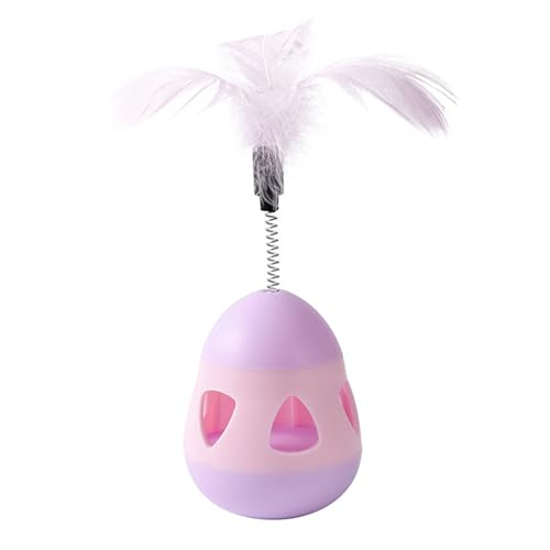 Senrusa Cat Treat Dispenser Toy with Feather Interactive Prevent Tipping Cat Slow Feeder Puzzle Ball (Pink Purple) von Senrusa