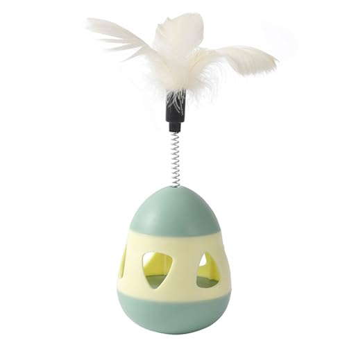 Senrusa Cat Treat Dispenser Toy with Feather Interactive Prevent Tipping Cat Slow Feeder Puzzle Ball (Yellow Green) von Senrusa